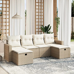 vidaXL Salon de jardin avec coussins 6 pcs beige résine tressée 