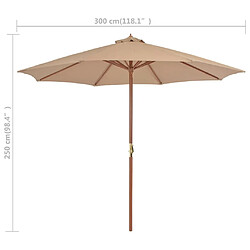 vidaXL Parasol d'extérieur avec mât en bois 300 cm taupe pas cher