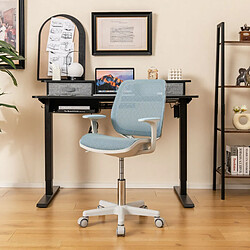 Helloshop26 Chaise de bureau pivotante enfants avec hauteur réglable 80-92cm siège à roulettes enfants avec dossier &amp; accoudoirs ergonomique pour 6-15 ans bleu 20_0005689