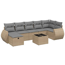 vidaXL Salon de jardin avec coussins 8pcs mélange beige résine tressée