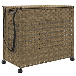 vidaXL Panier à linge avec roulettes 66x35x60 cm résine tressée