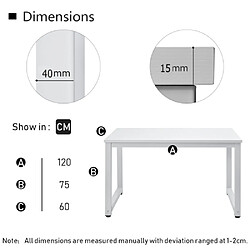 LBF Bureau d'ordinateur, Table de Bureau Informatique Table d'Étude avec Sac de Rangement et Crochet pour Casque Table d'Écriture pour Ordinateur pour Bureau, Chambre (Blanc, 120*60*75cm)