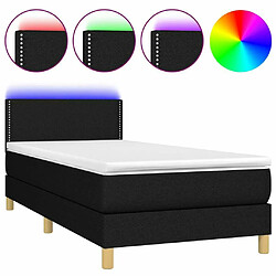 Sommier à lattes LED,Cadre à lattes de lit avec matelas pour Adulte Noir 100x200 cm Tissu -MN93449