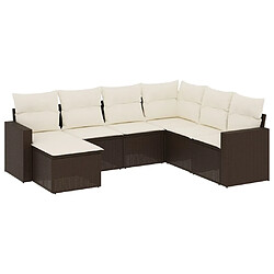 vidaXL Salon de jardin avec coussins 7 pcs marron résine tressée