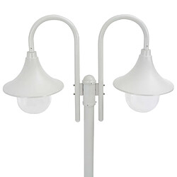 vidaXL Lampadaire de jardin E27 220 cm Aluminium 2 lanternes Blanc