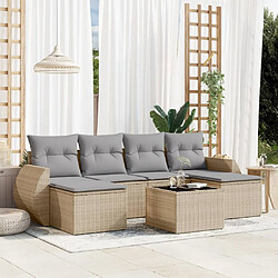 vidaXL Salon de jardin avec coussins 7 pcs beige résine tressée 