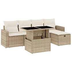 vidaXL Salon de jardin avec coussins 6 pcs beige résine tressée