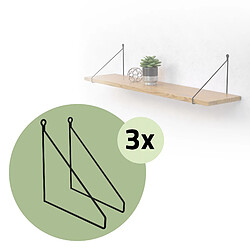 ML DESIGN MODERN LIVING Lot de 6 supports d'étagère murale équerre triangle en métal noir 250x250 mm