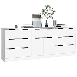 Avis Maison Chic Ensemble de 3 Buffets,commode,console pour rangement Blanc Bois d'ingénierie -MN30756