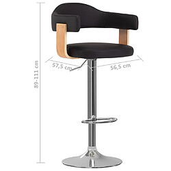 vidaXL Tabourets de bar lot de 2 noir bois courbé et similicuir pas cher