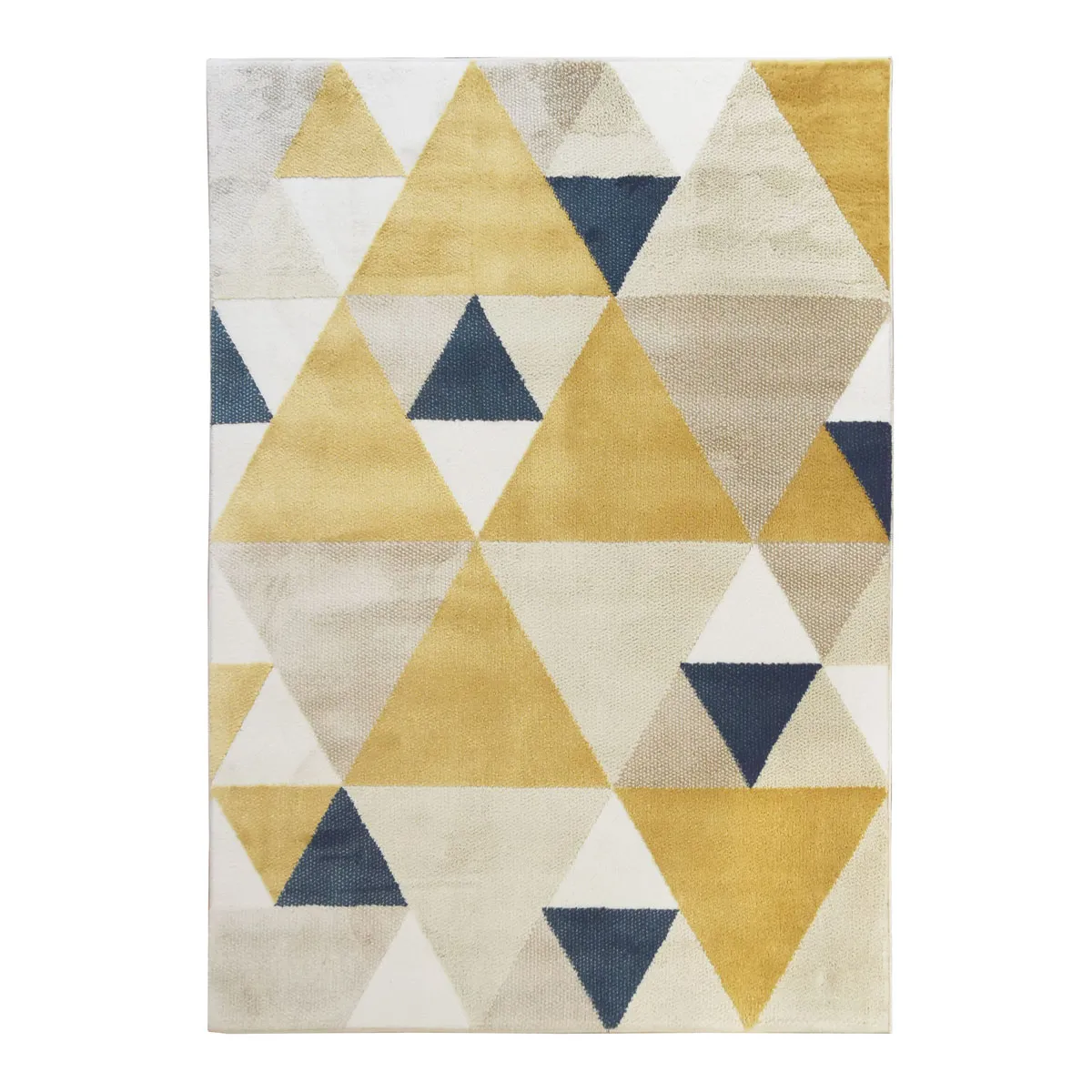 Thedecofactory NEW TAO - Tapis motifs triangles jaune et bleu 120x160