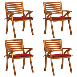 vidaXL Chaises de jardin avec coussins lot de 4 Bois de teck solide