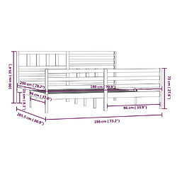 vidaXL Cadre de lit sans matelas 180x200 cm bois massif pas cher
