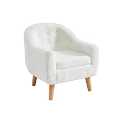 Vente-Unique Fauteuil pour enfant en tissu bouclette blanc CASORLA