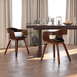 Maison Chic Lot de 2 Chaises à manger,Chaise pour cuisine,Solide Structure noir bois courbé et similicuir -MN44884