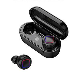 Universal Casque sans fil TWS In-Ear Bluetooth 5.0 Casque avec affichage numérique Lumière LED Boîtier de charge Noir 