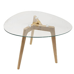 Avis The Home Deco Factory Lot de 2 tables gigognes Galet en verre et bois - Transparent