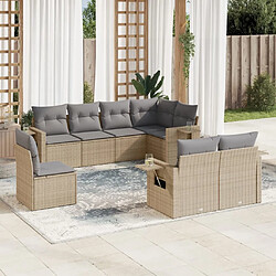 Maison Chic Salon de jardin avec coussins 8 pcs | Ensemble de Table et chaises | Mobilier d'Extérieur beige résine tressée -GKD20650