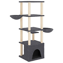 Arbre à chat avec griffoirs,niche pour chat en sisal gris foncé 147 cm -MN96630 pas cher