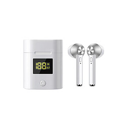 Eko Écouteurs Sans fil iSteel Bluetooth 5.0 avec Micro et Affichage LED Argent