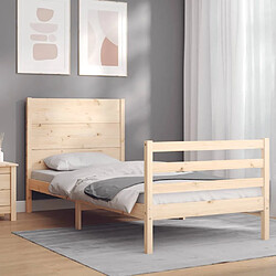 Maison Chic Cadre/structure de lit et tête de lit pour adulte - Lit Moderne Chambre 100x200 cm bois massif -MN32203