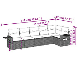 Avis vidaXL Salon de jardin avec coussins 6 pcs marron résine tressée