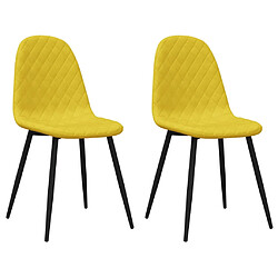 vidaXL Chaises à manger lot de 2 Jaune moutarde Velours