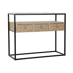 Pegane Console / Table console en bois coloris naturel et métal noir - Longueur 100 x Profondeur 38 x Hauteur 80 cm