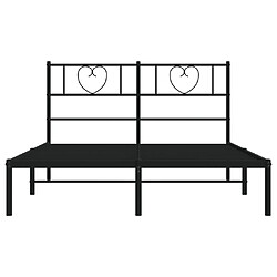 Maison Chic Lit adulte - Cadre de lit métal avec tête de lit,Structure du lit Contemporain pour chambre noir 135x190 cm -MN26664 pas cher