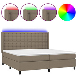 vidaXL Sommier à lattes de lit matelas et LED Taupe 200x200 cm Tissu