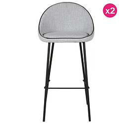 Lot de 2 Chaises de Bar en Tissu Gris Aya KosyForm