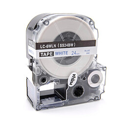 vhbw cassette à bande cartouche 24mm bleu sur blanc pour imprimante d´étiquette Epson LabelWorks LW-1000P, LW-600P remplace LC-6WLN, SS24BW