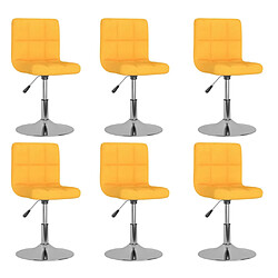 vidaXL Chaises pivotantes à manger lot de 6 jaune tissu