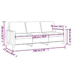 vidaXL Canapé à 3 places Gris foncé 180 cm Velours pas cher