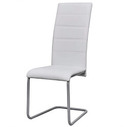 vidaXL Chaises à manger cantilever lot de 4 blanc similicuir