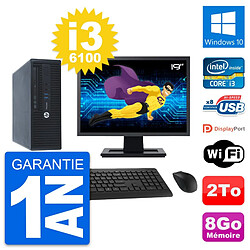 PC HP ProDesk 400 G3 SFF Ecran 19" i3-6100 RAM 8Go Disque 2To Windows 10 Wifi · Occasion 