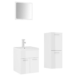 vidaXL Ensemble de meubles de salle de bain Blanc brillant Aggloméré