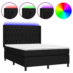 vidaXL Sommier à lattes de lit matelas et LED Noir 140x190 cm Tissu