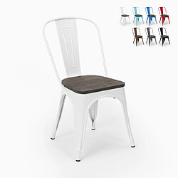 Ahd Amazing Home Design Chaises industrielles en bois et acier Tolix pour cuisine et bar Steel Wood, Couleur: Blanc 