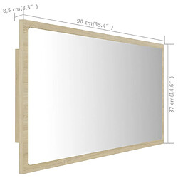 vidaXL Miroir LED de salle de bain Chêne sonoma 90x8,5x37 cm Acrylique pas cher