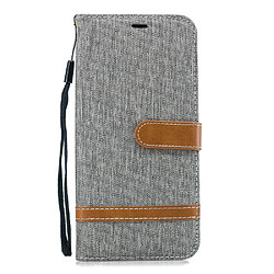 Etui en PU tissu jean bicolore gris pour votre Samsung Galaxy J4 Plus/J4 Prime