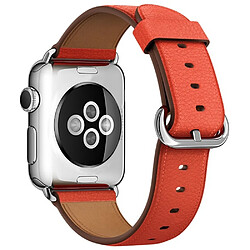 Avis Wewoo Bracelet en cuir avec bouton de montre classique pour Apple Watch séries 3 et 2 & 1 38 mm Orange