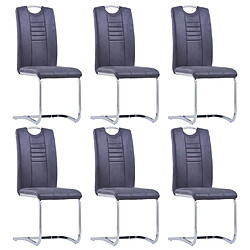 vidaXL Chaises à manger cantilever lot de 6 gris similicuir daim 