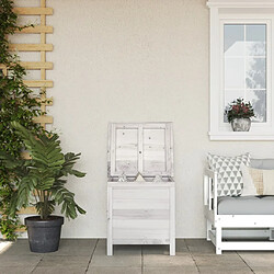 vidaXL Boîte de rangement de jardin blanc bois massif de sapin