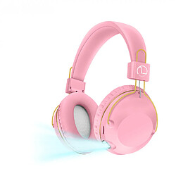 General Casque Bluetooth sur l'oreille, casque stéréo pliable léger sans fil et filaire avec micro, contrôle du volume, casque Bluetooth 5.3 pour voyage/tablette/PC(Rose) 