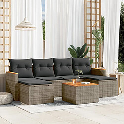 vidaXL Salon de jardin avec coussins 7 pcs gris résine tressée 