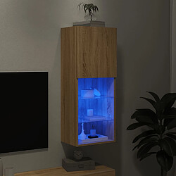 Maison Chic Meuble TV avec lumières LED, Banc TV pour salon, Meuble de rangement chêne sonoma 40,5x30x102 cm -GKD66179 pas cher