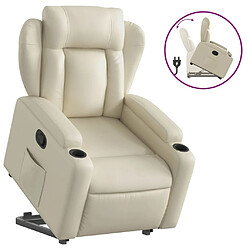 Maison Chic Fauteuil Relax pour salon, Fauteuil inclinable Crème Similicuir -GKD14639