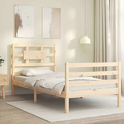 Avis Maison Chic Cadre/structure de lit avec tête de lit pour adulte - Lit Moderne Chambre simple bois massif -MN74782