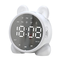 Yonis Mini Enceinte Bluetooth Avec Miroir Horloge FM Alarme LED Clair Mini Enceinte Bluetooth Miroir Horloge Carte avec Radio FM et Alarme Lumièree Blanc YONIS